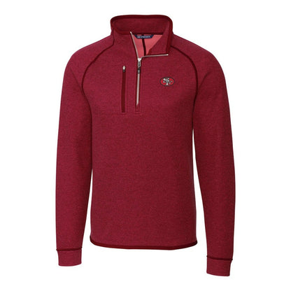 San Francisco 49ers Cutter & Buck Mainsail Sweater-Knit Half-Zip Pullover Jacket - Scarlet on sale