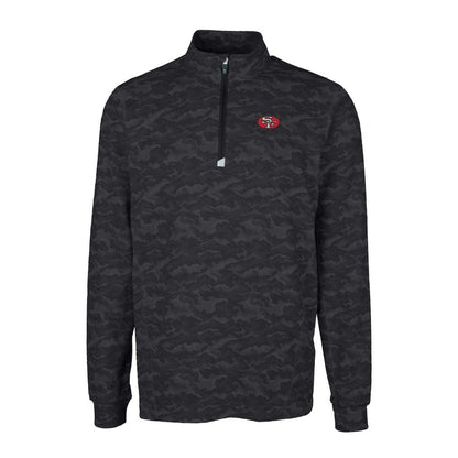 San Francisco 49ers Cutter & Buck Throwback Logo Traverse Camo Print Stretch Quarter-Zip Pullover Top - Black online