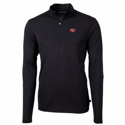 San Francisco 49ers Cutter & Buck Throwback Logo Virtue Eco Pique Recycled Quarter-Zip Pullover Top - Black for sale