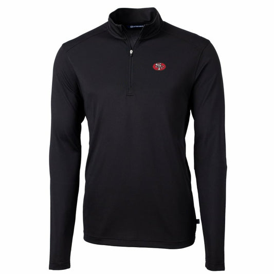 San Francisco 49ers Cutter & Buck Throwback Logo Virtue Eco Pique Recycled Quarter-Zip Pullover Top - Black for sale