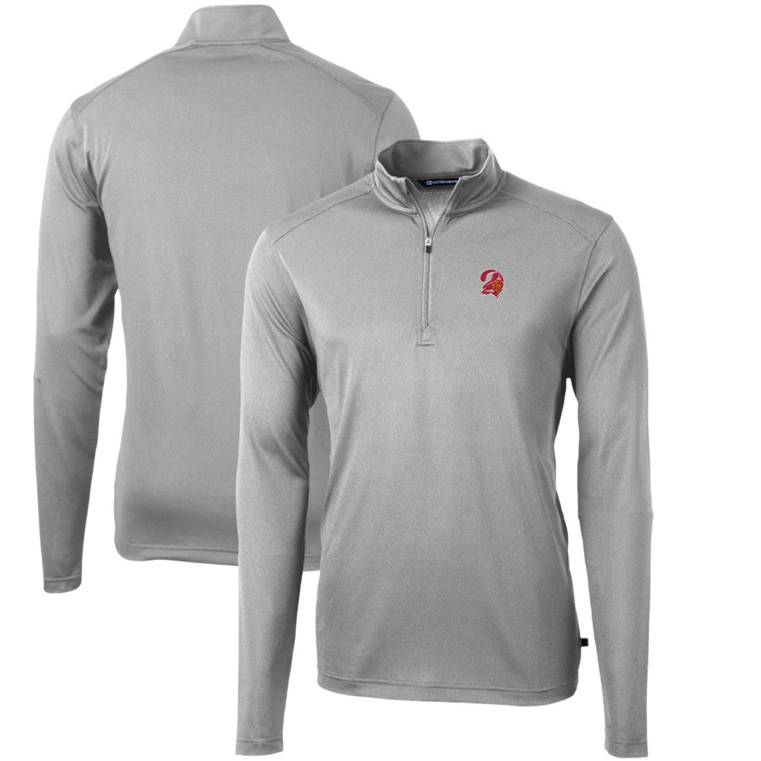 Tampa Bay Buccaneers Cutter & Buck Throwback Logo Virtue Eco Pique Recycled Quarter-Zip Pullover Top - Gray cheap