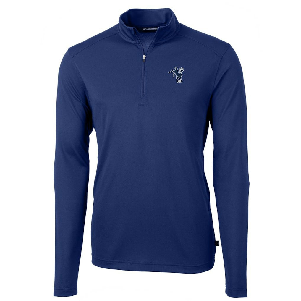 Indianapolis Colts Cutter & Buck Throwback Logo Virtue Eco Pique Recycled Quarter-Zip Pullover Top - Royal cheap
