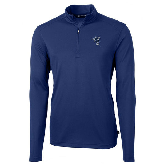 Indianapolis Colts Cutter & Buck Throwback Logo Virtue Eco Pique Recycled Quarter-Zip Pullover Top - Royal cheap