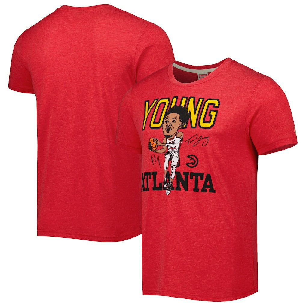 Trae Young Atlanta Hawks Homage Caricature Tri-Blend T-Shirt - Red cheap