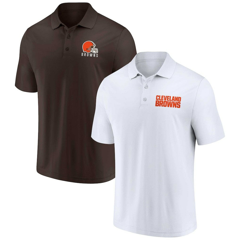 Cleveland Browns Lockup Two-Pack Polo Set - White/Brown for sale