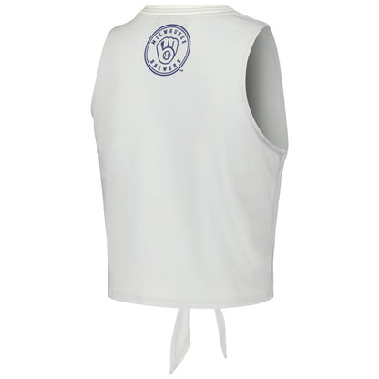 Milwaukee Brewers The Wild Collective Women's Twisted Tie Front Tank Top - White