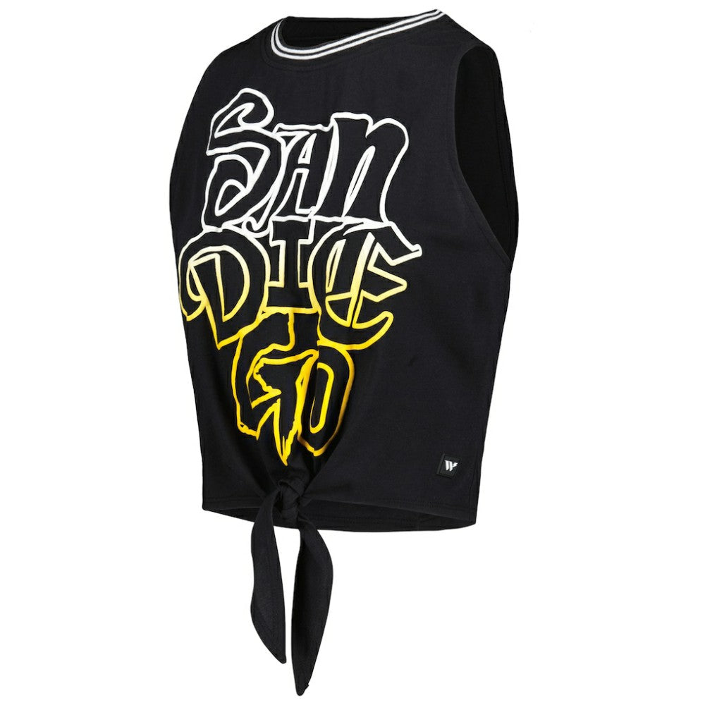 San Diego Padres The Wild Collective Women's Twisted Tie Front Tank Top - Black