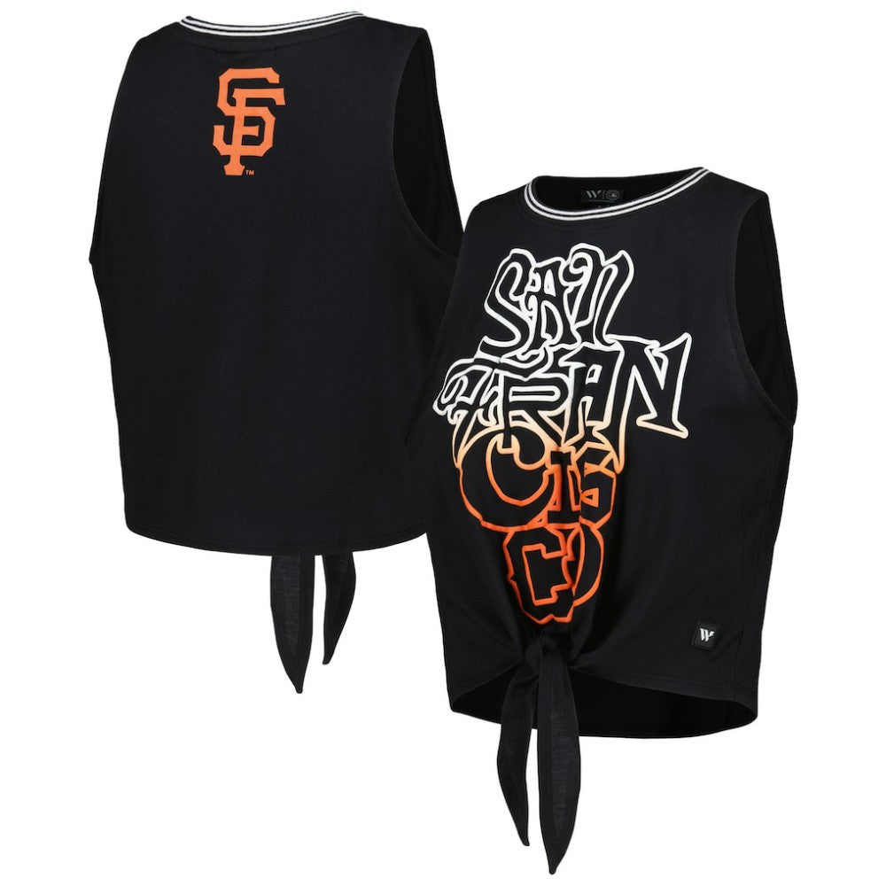 San Francisco Giants The Wild Collective Women's Twisted Tie Front Tank Top - Black