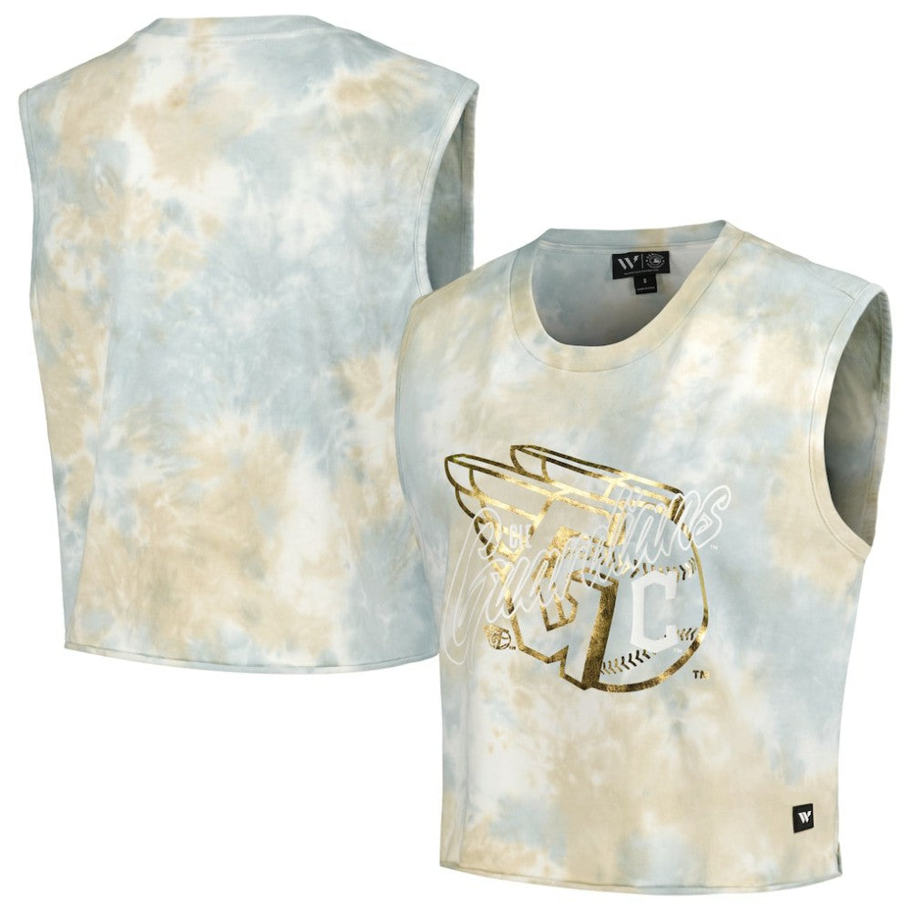 Cleveland Guardians The Wild Collective Women's Washed Muscle Tank Top - White