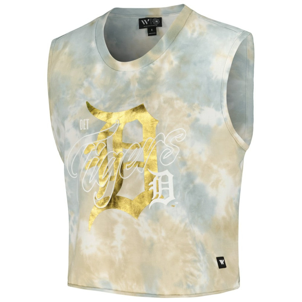 Detroit Tigers The Wild Collective Women's Washed Muscle Tank Top - White