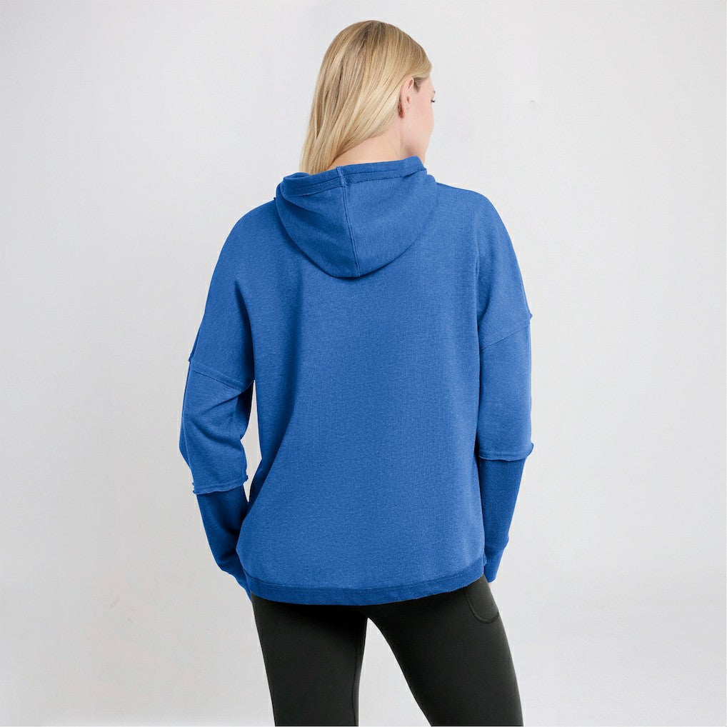 Los Angeles Chargers Women's Lightewight Modest Crop Lounge Helmet Arch Pullover Hoodie - Powder Blue cheap