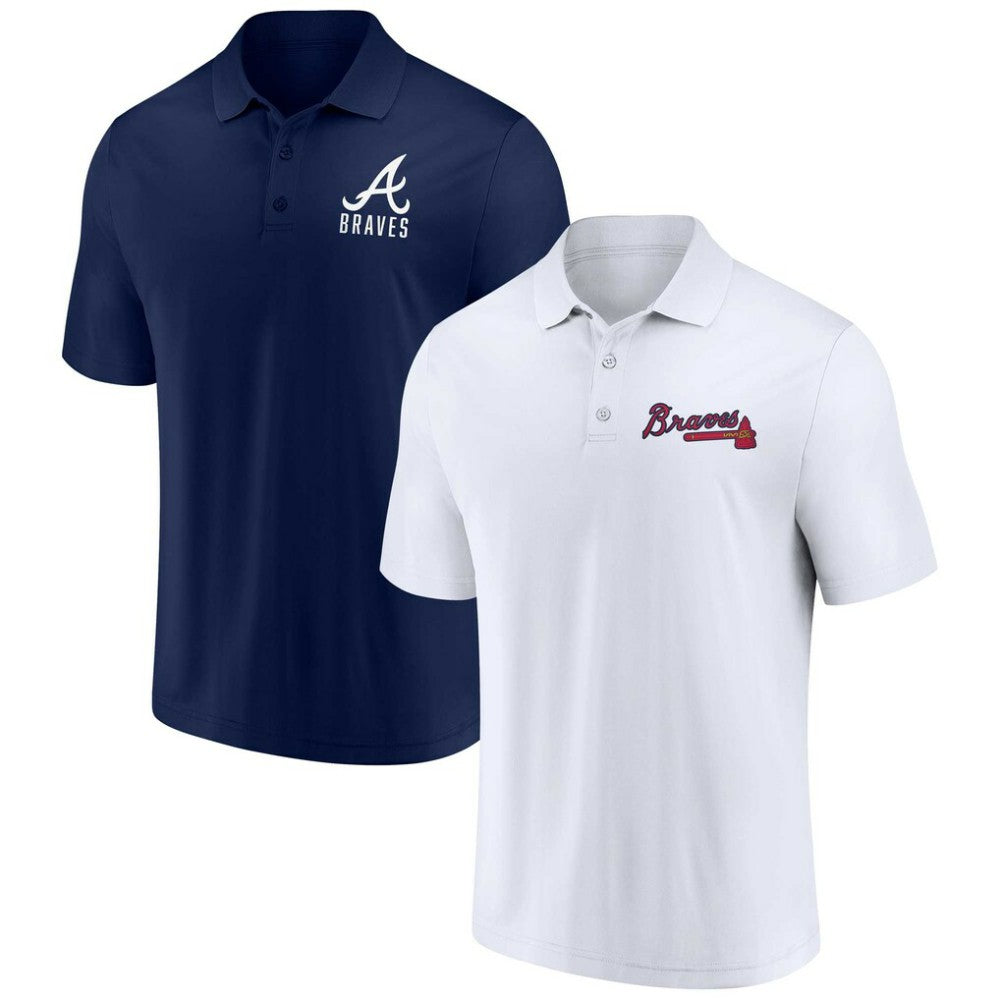 Atlanta Braves Two-Pack Logo Lockup Polo Set - Navy/White