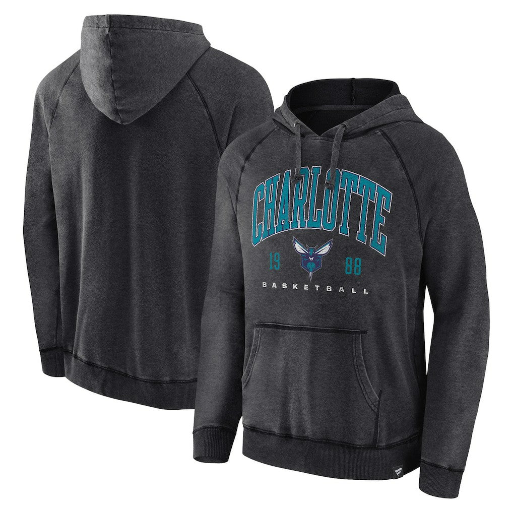 Charlotte Hornets Foul Trouble Snow Wash Raglan Pullover Hoodie - Heather Charcoal | Fanatics outlet