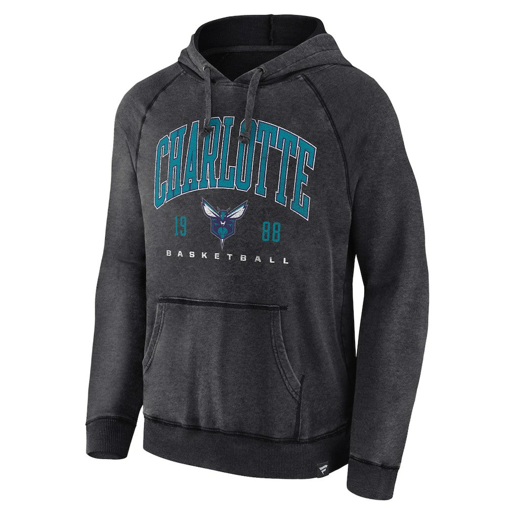 Charlotte Hornets Foul Trouble Snow Wash Raglan Pullover Hoodie - Heather Charcoal | Fanatics outlet