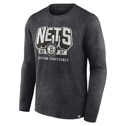 Brooklyn Nets Front Court Press Snow Wash Long Sleeve T-Shirt - Heather Charcoal | Fanatics sale