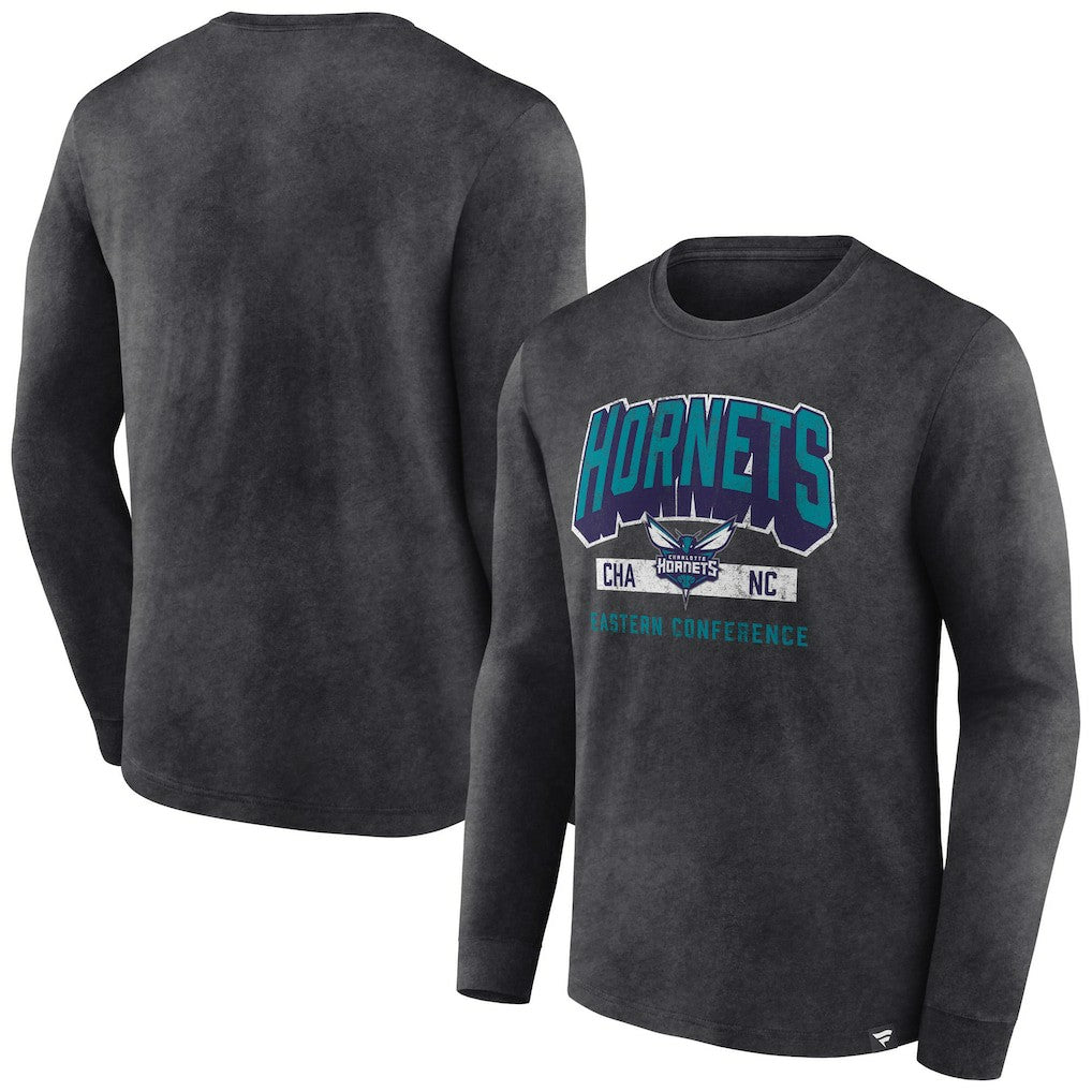 Charlotte Hornets Front Court Press Snow Wash Long Sleeve T-Shirt - Heather Charcoal | Fanatics online
