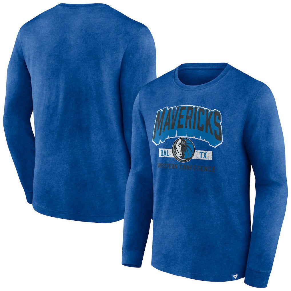 Dallas Mavericks Front Court Press Snow Wash Long Sleeve T-Shirt sale - Heather Royal | Fanatics outlet