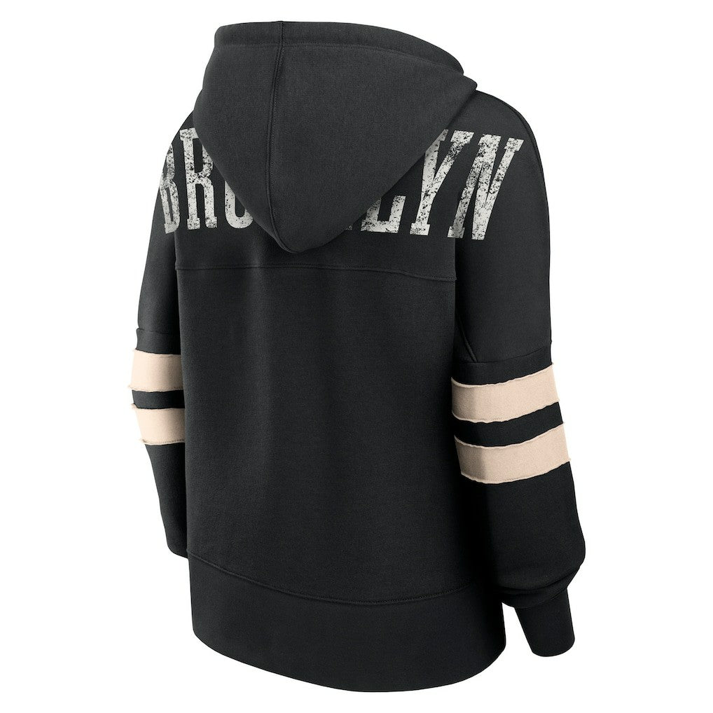 Brooklyn Nets Women's Bold Move Dolman V-Neck High Hip Hoodie - Black | Fanatics sale