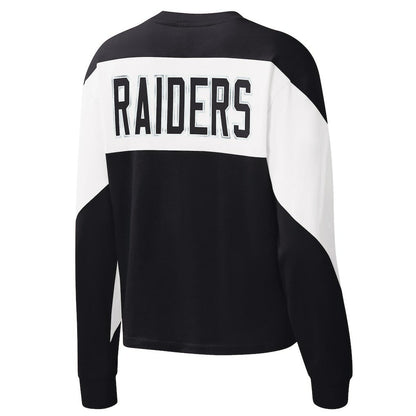 Las Vegas Raiders Starter Women's Insight Crop Tri-Blend Long Sleeve T-Shirt - Black for sale
