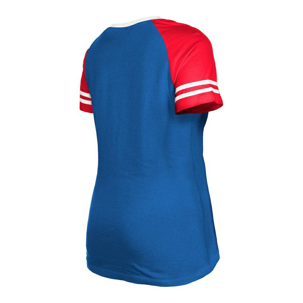 Buffalo Bills New Era Women's Throwback Raglan Lace-Up T-Shirt - Royal cheap