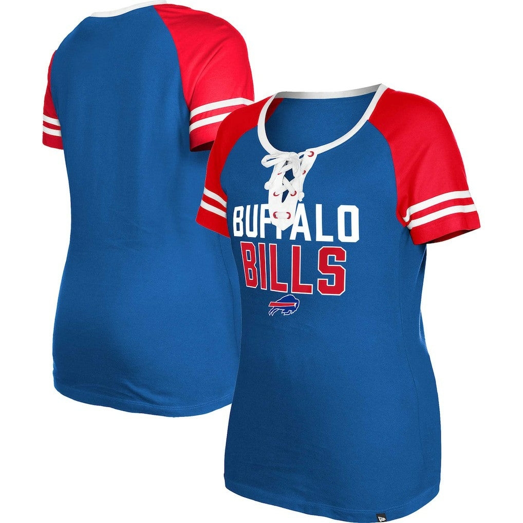 Buffalo Bills New Era Women's Raglan Lace-Up T-Shirt - Royal sale