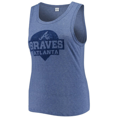 Atlanta Braves Soft as a Grape Women's Plus Size High Neck Tri-Blend Tank Top - Navy