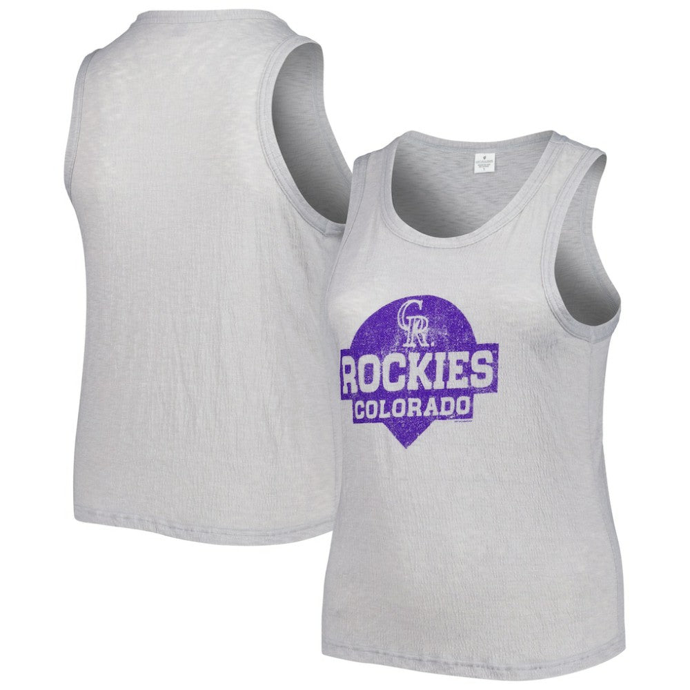 Colorado Rockies Soft as a Grape Women's Plus Size High Neck Tri-Blend Tank Top - Gray