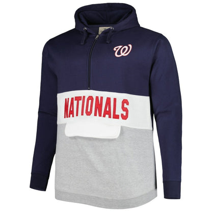 Washington Nationals Big & Tall Fleece Half-Zip Hoodie - Navy/White