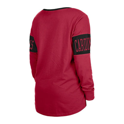 Arizona Cardinals New Era Women's Lace-Up Notch Neck Long Sleeve T-Shirt - Cardinal sale