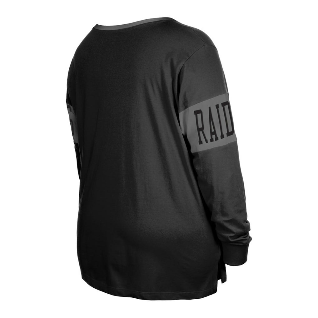 Las Vegas Raiders New Era Women's Plus Size Lace-Up Notch Neck Long Sleeve T-Shirt - Black on sale