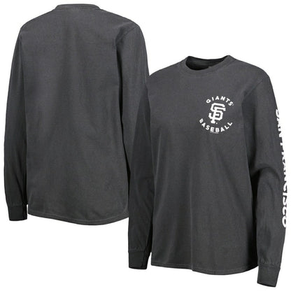 San Francisco Giants Soft as a Grape Women's Team Pigment Dye Long Sleeve T-Shirt - Black