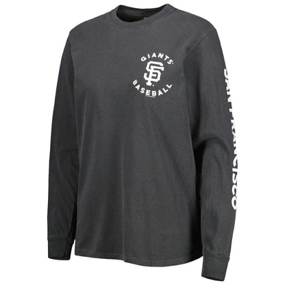 San Francisco Giants Soft as a Grape Women's Team Pigment Dye Long Sleeve T-Shirt - Black