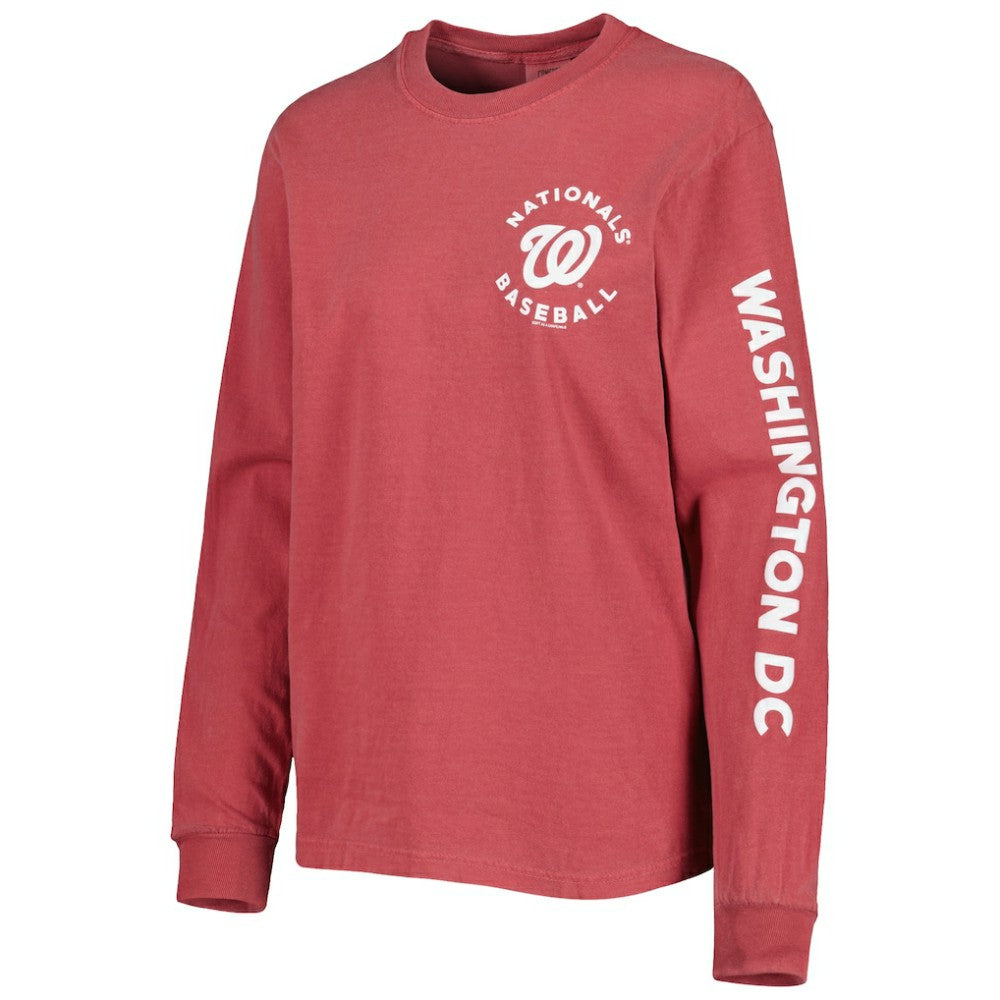 Washington Nationals Soft as a Grape Women's Team Pigment Dye Long Sleeve T-Shirt - Red