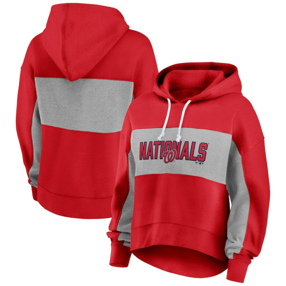 Washington Nationals Women's Filled Stat Sheet Pullover Hoodie - Red