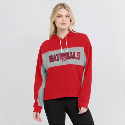 Washington Nationals Women's Filled Stat Sheet Pullover Hoodie - Red