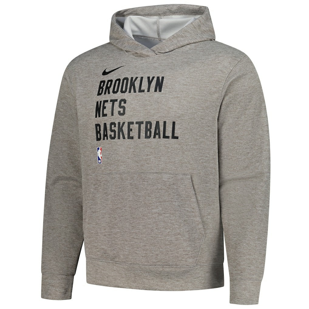 Brooklyn Nets Unisex 2023/24 Performance Spotlight On-Court Practice Pullover Hoodie - Heather Gray | Nike for sale
