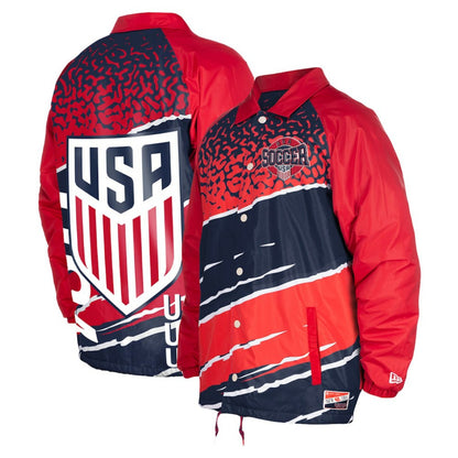 USMNT 5th & Ocean by New Era Throwback Coaches Raglan Full-Snap Jacket - Navy | New Era online