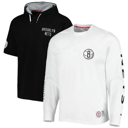 Brooklyn Nets Tommy Jeans Matthew 2-In-1 T-Shirt & Hoodie Combo Set - Black/White cheap