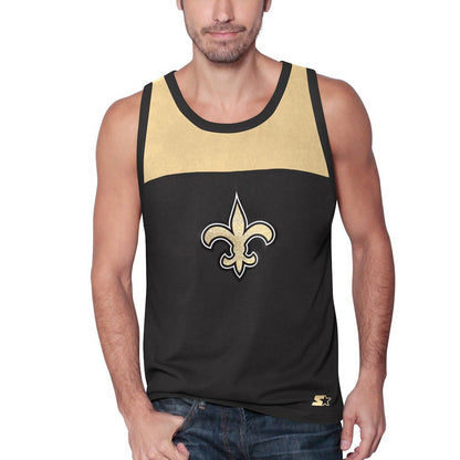 New Orleans Saints Starter Logo Touchdown Fashion Tank Top - Black/Gold for sale