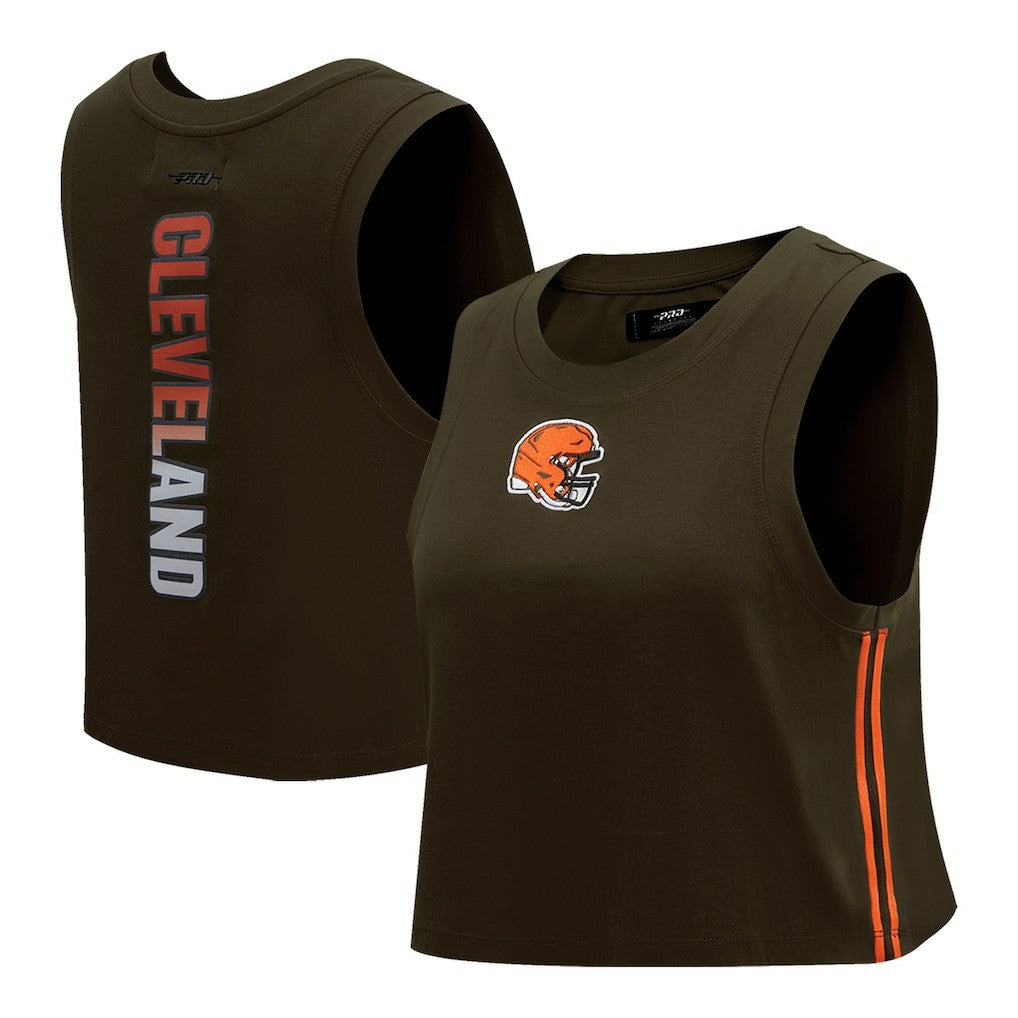 Cleveland Browns Pro Standard Women's Ombre Wordmark Classic Cropped Tank Top - Brown sale