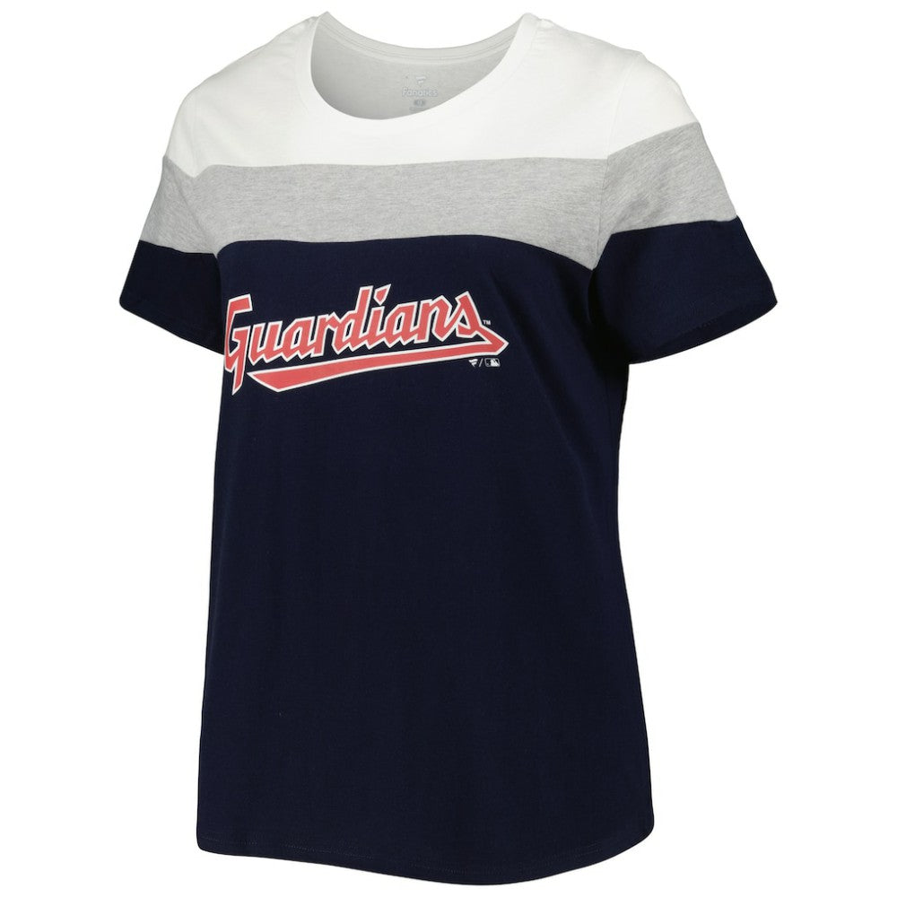Cleveland Guardians Women's Plus Size Colorblock T-Shirt - Navy/Heather Gray