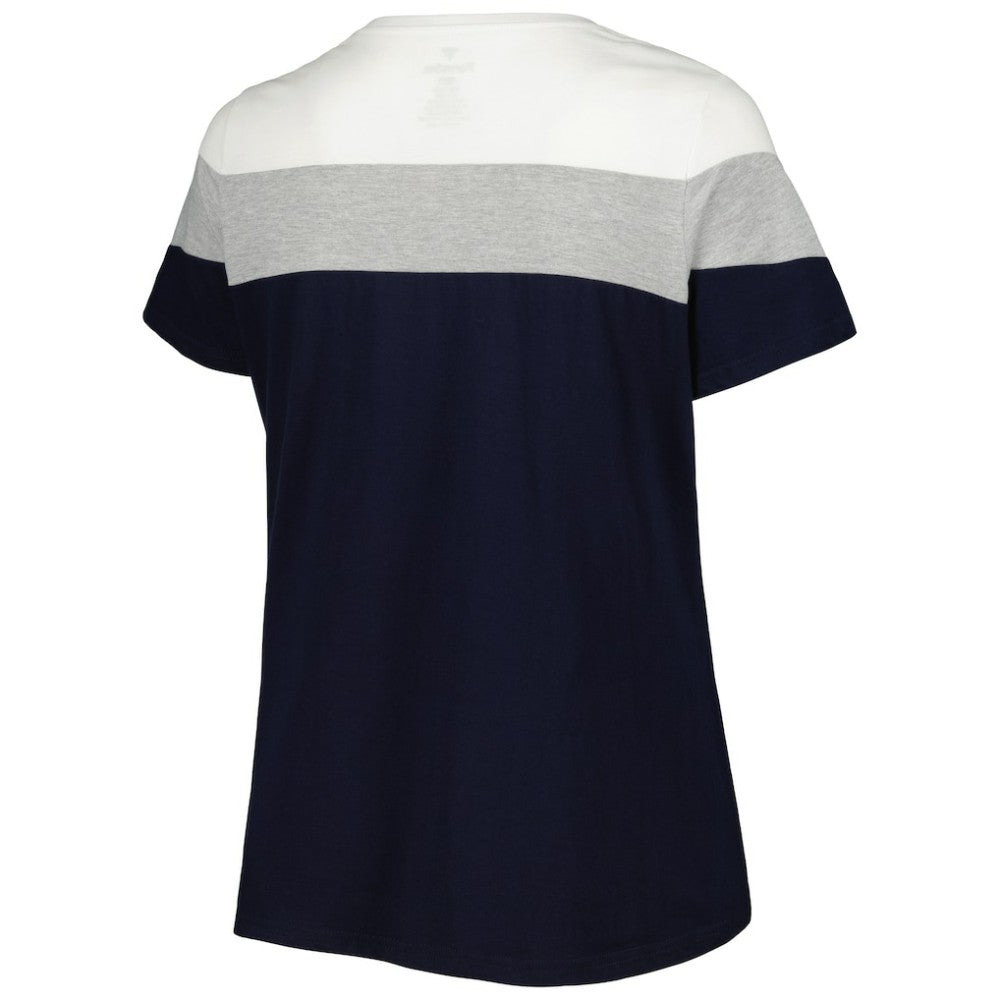 Cleveland Guardians Women's Plus Size Colorblock T-Shirt - Navy/Heather Gray