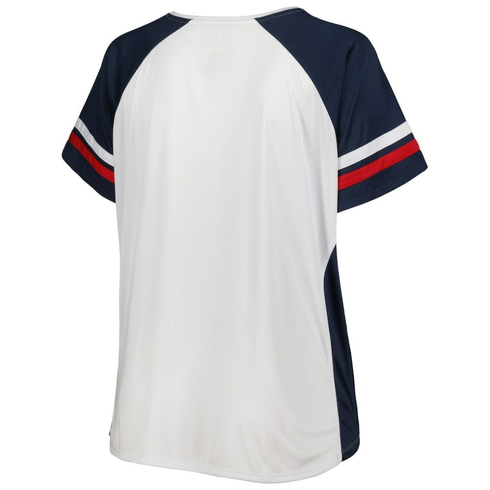 Washington Nationals Women's Plus Size Notch Neck T-Shirt - White/Navy
