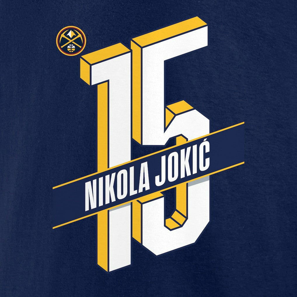 Nikola Jokic Denver Nuggets Full-Court Press Name & Number T-Shirt sale - Navy on sale