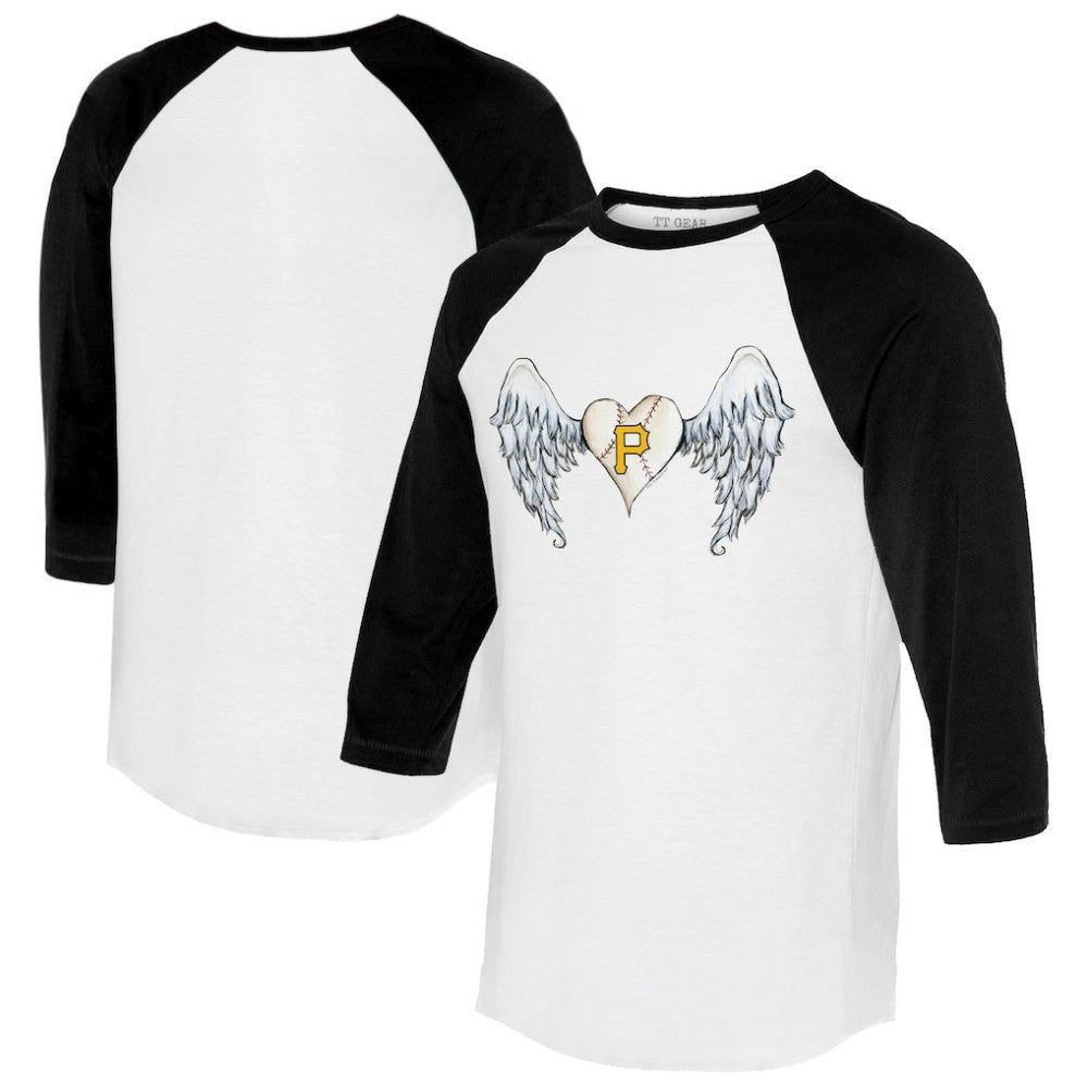 Pittsburgh Pirates Tiny Turnip Women's Angel Wings 3/4-Sleeve Raglan T-Shirt - White/Black