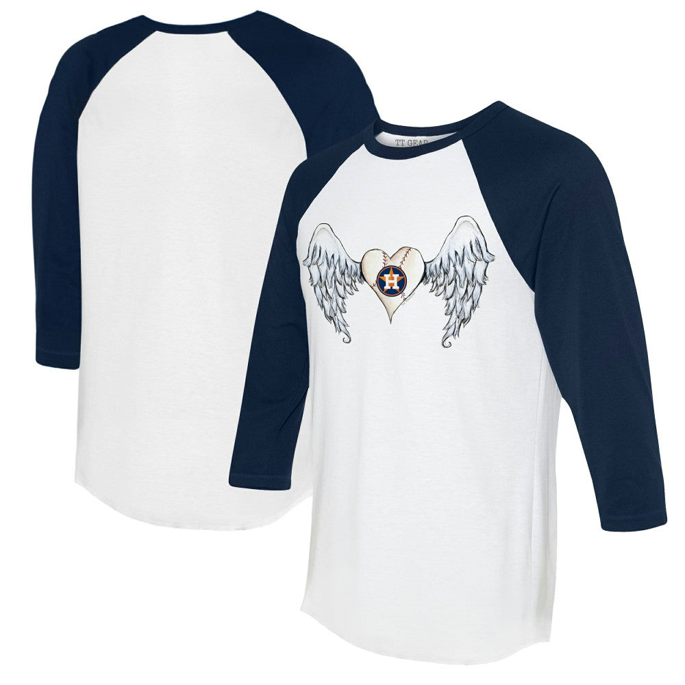 Houston Astros Tiny Turnip Women's Angel Wings 3/4-Sleeve Raglan T-Shirt - White/Navy