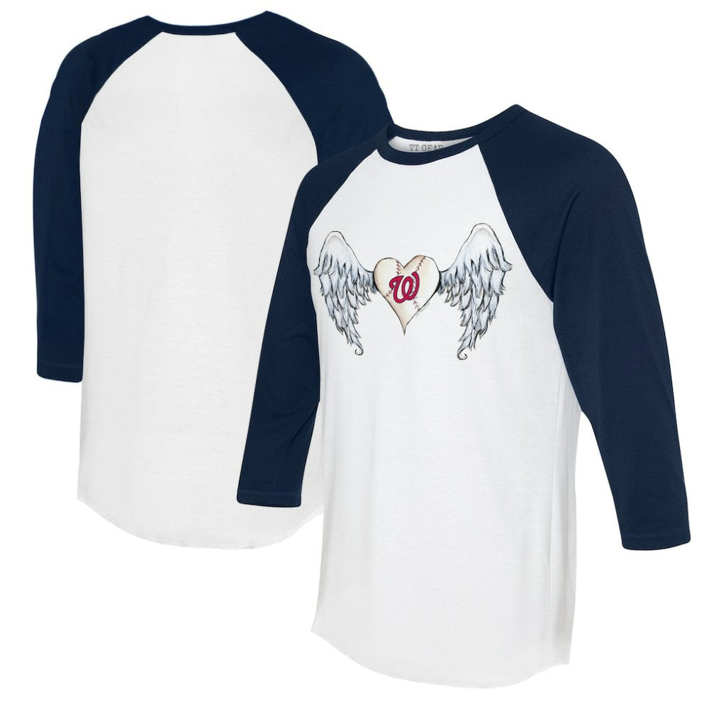 Washington Nationals Tiny Turnip Women's Angel Wings 3/4-Sleeve Raglan T-Shirt - White/Navy