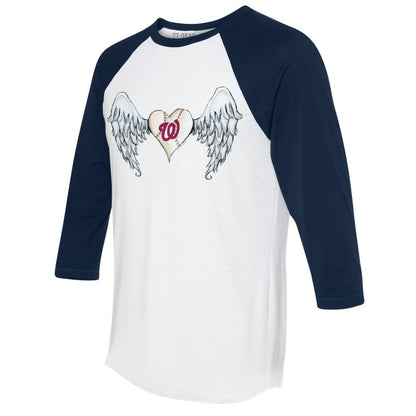 Washington Nationals Tiny Turnip Women's Angel Wings 3/4-Sleeve Raglan T-Shirt - White/Navy