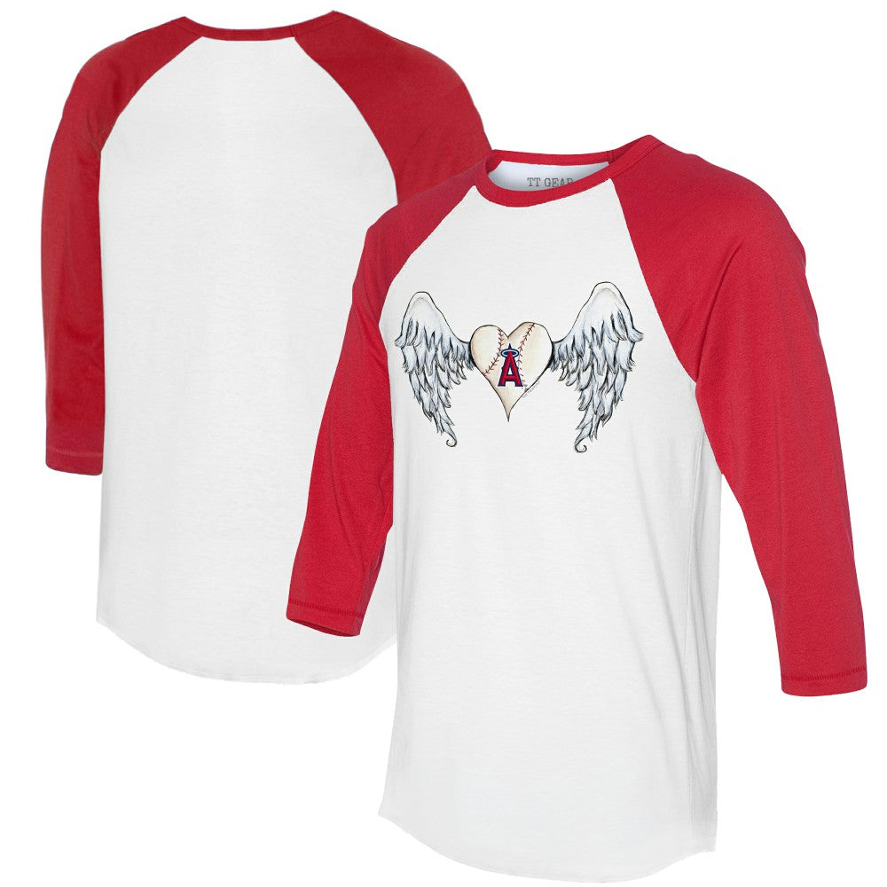 Los Angeles Angels Tiny Turnip Women's Angel Wings 3/4-Sleeve Raglan T-Shirt - White/Red