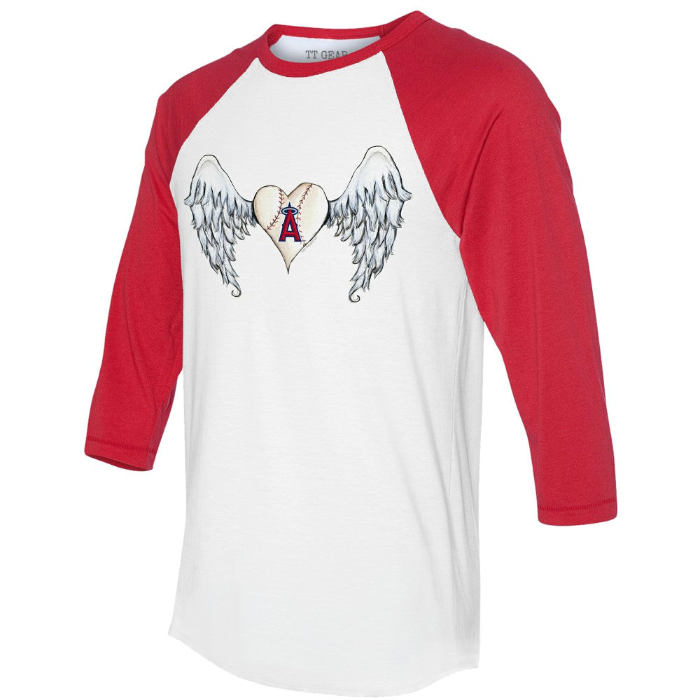 Los Angeles Angels Tiny Turnip Women's Angel Wings 3/4-Sleeve Raglan T-Shirt - White/Red